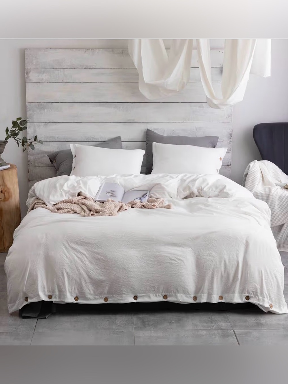 Queen Button Duvet Cover Set